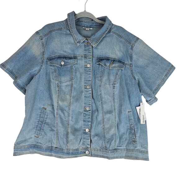 Westport Jackets & Blazers - Westport Classic Light Blue Cropped Denim Short Sleeve Jacket-Size 3XL 3X NWT